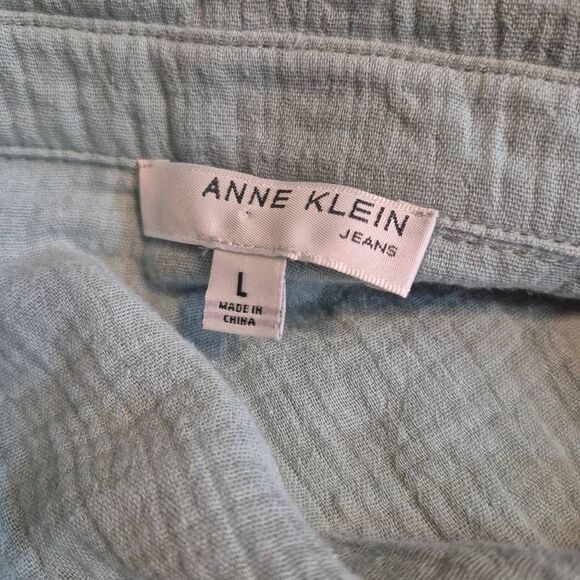Anne Klein Women's Sage Green Cotton Gauze Button Down Shirt NEW NWOT - Picture 11 of 12